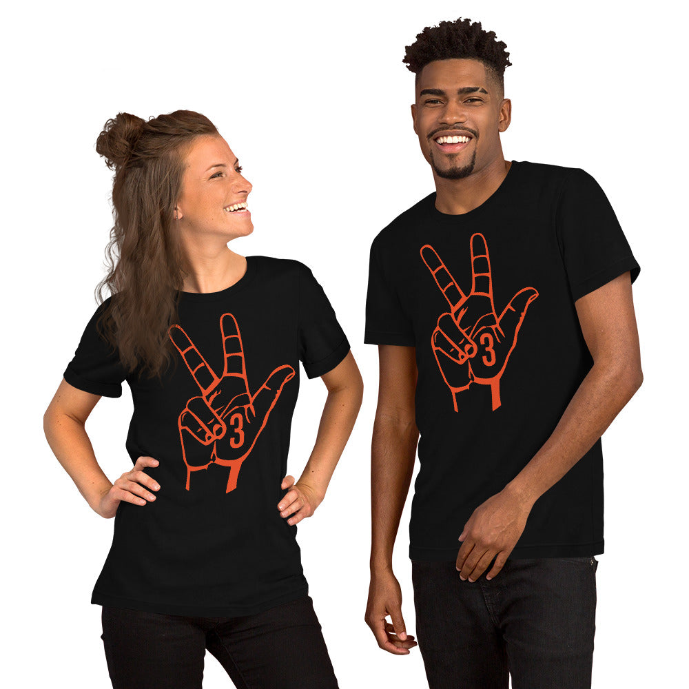 Orange Three: Black Short-Sleeve Unisex T-Shirt