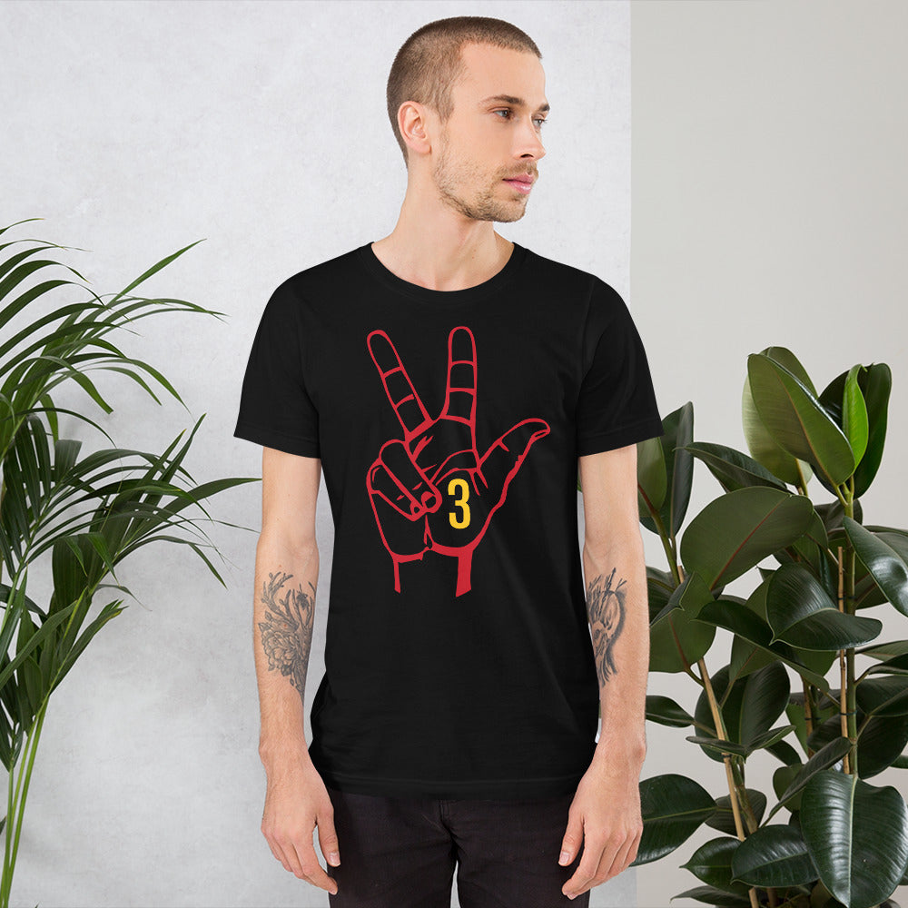 Red & Gold Three: Black Short-Sleeve Unisex T-Shirt