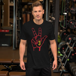 Red & Gold Three: Black Short-Sleeve Unisex T-Shirt