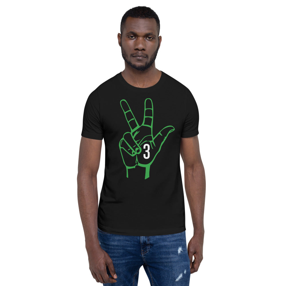 Green & white Three:  Black Short-Sleeve Unisex T-Shirt