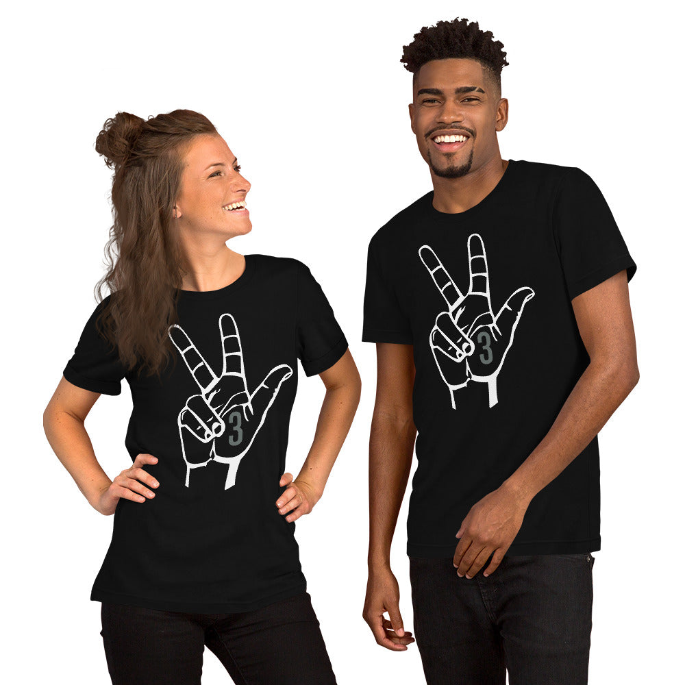 White & grey Three: Black Short-Sleeve Unisex T-Shirt