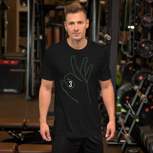 Forest Green & White Three: Black Short-Sleeve Unisex T-Shirt