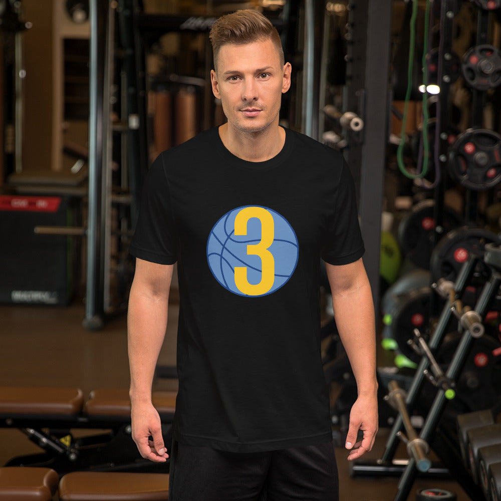 Royal blue & gold 3 Ball Logo: Black Short-Sleeve Unisex T-Shirt