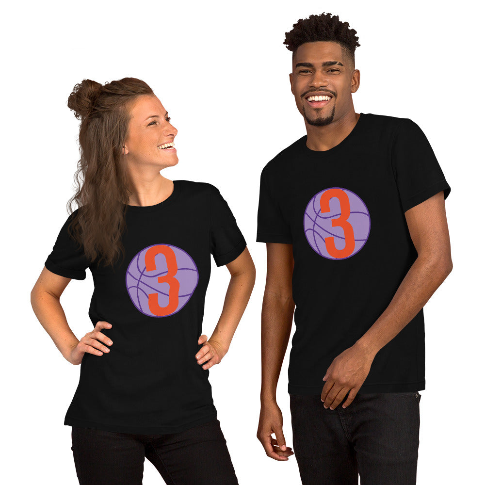 Purple & orange 3 Ball Logo: Black Short-Sleeve Unisex T-Shirt