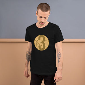 Old gold  3 Ball Logo: Black Short-Sleeve Unisex T-Shirt