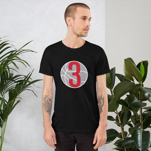 Red & white  3 Ball Logo: Black Short-Sleeve Unisex T-Shirt