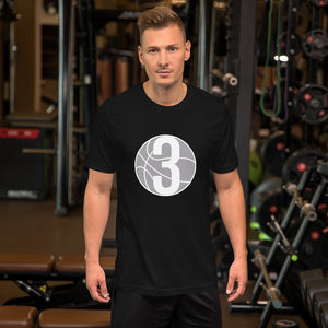 White  3 Ball Logo: Black Short-Sleeve Unisex T-Shirt