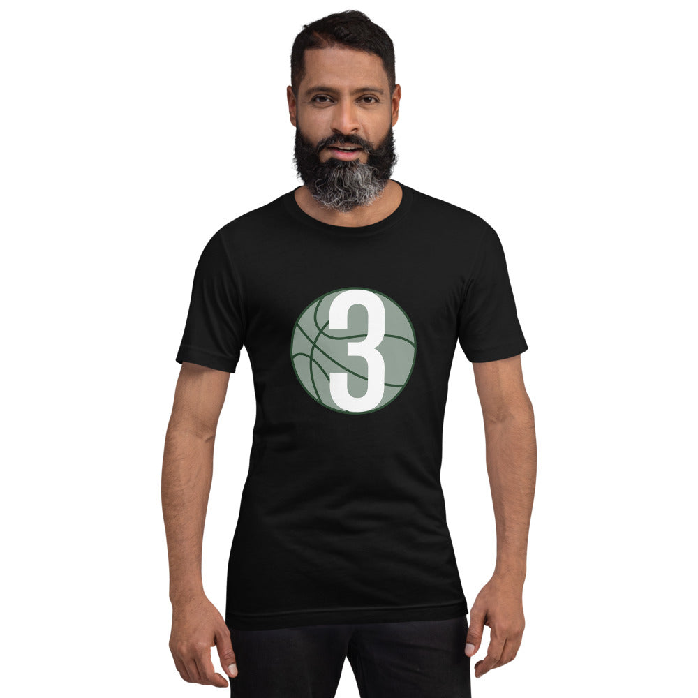 Forest Green White 3 Ball Logo: Black Short Sleeve Unisex T-Shirt