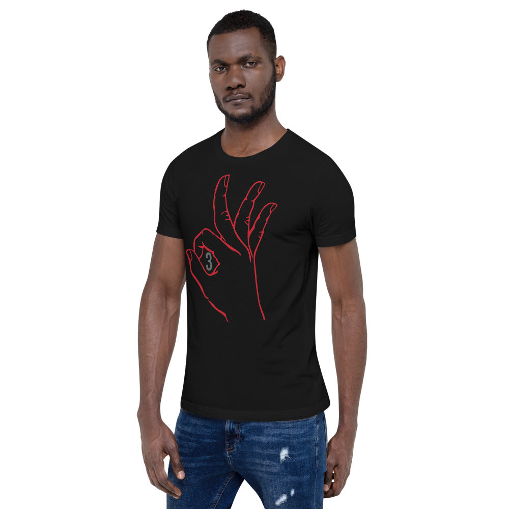 Red & Charcoal Three: Black Short-Sleeve Unisex T-Shirt