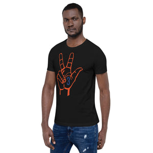 Orange & Blue Three: Black Short-Sleeve Unisex T-Shirt