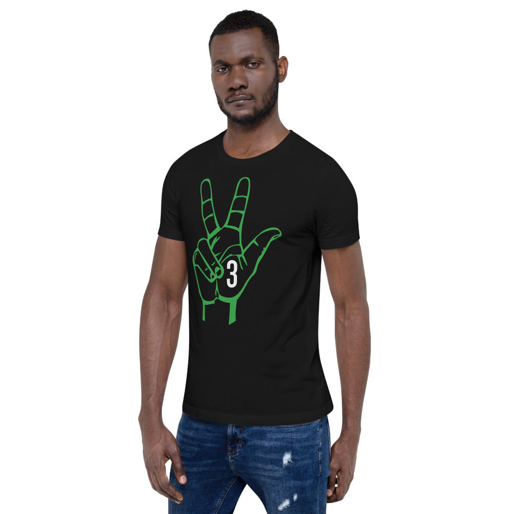 Green & white Three:  Black Short-Sleeve Unisex T-Shirt