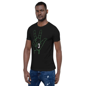 Forest Green & White Three: Black Short-Sleeve Unisex T-Shirt