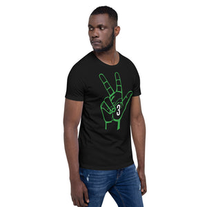 Green & white Three:  Black Short-Sleeve Unisex T-Shirt