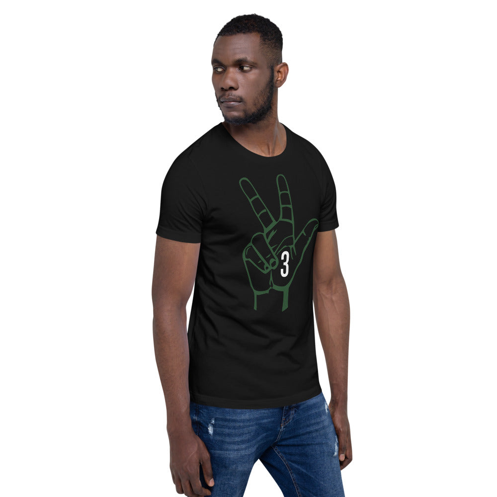 Forest Green & White Three: Black Short-Sleeve Unisex T-Shirt