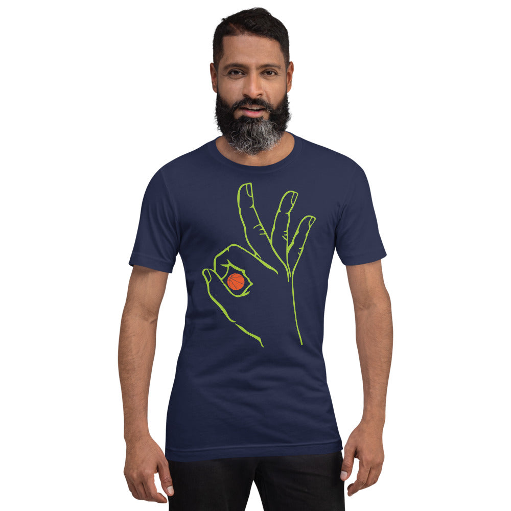 Vibrant Lime Basketball: Navy Blue Short-Sleeve Unisex T-Shirt