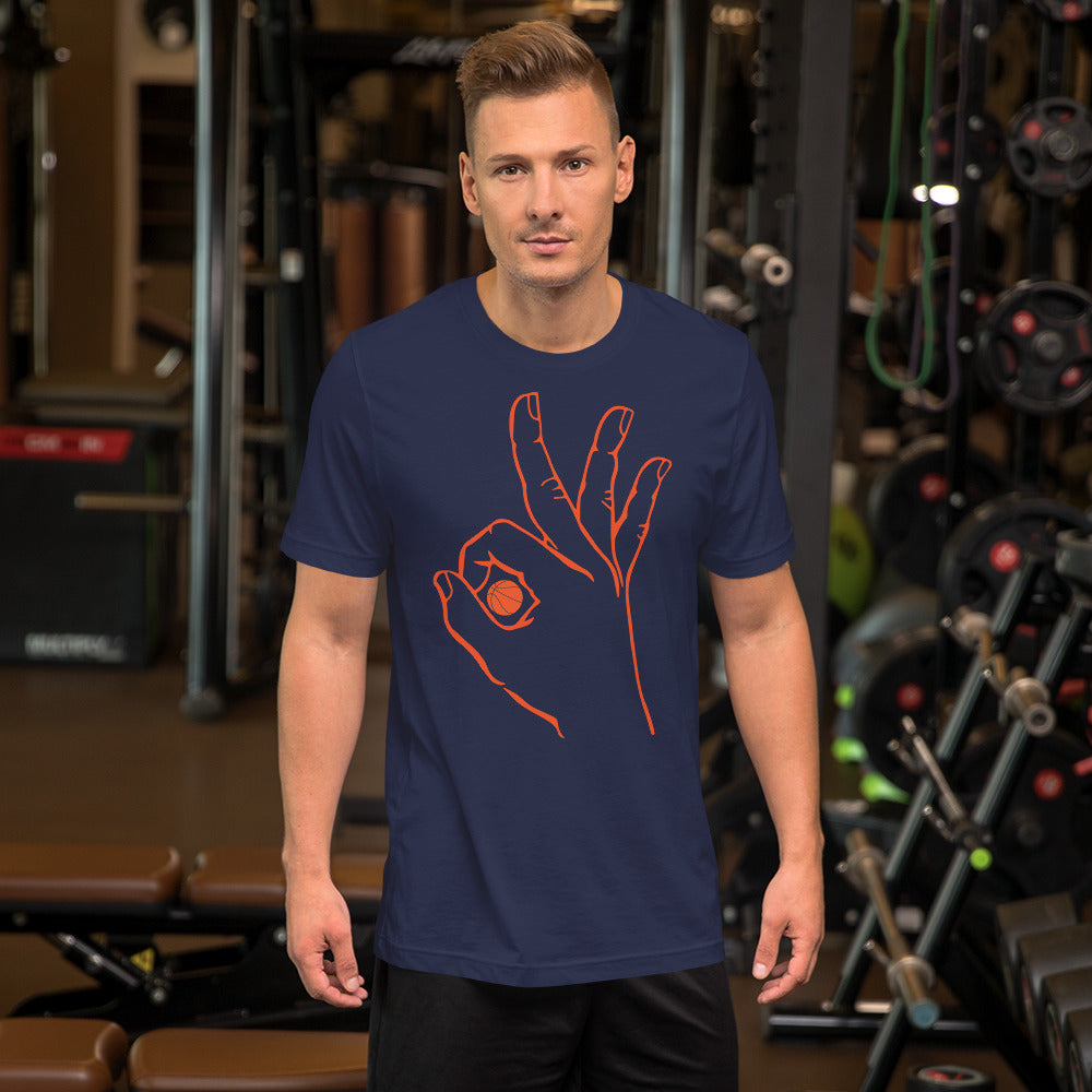 Orange Basketball: Navy Blue Short-Sleeve Unisex T-Shirt