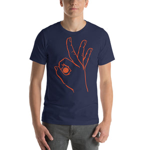 Orange Basketball: Navy Blue Short-Sleeve Unisex T-Shirt