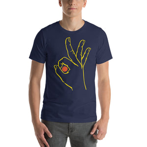 Yellow Basketball: Navy Blue Short-Sleeve Unisex T-Shirt