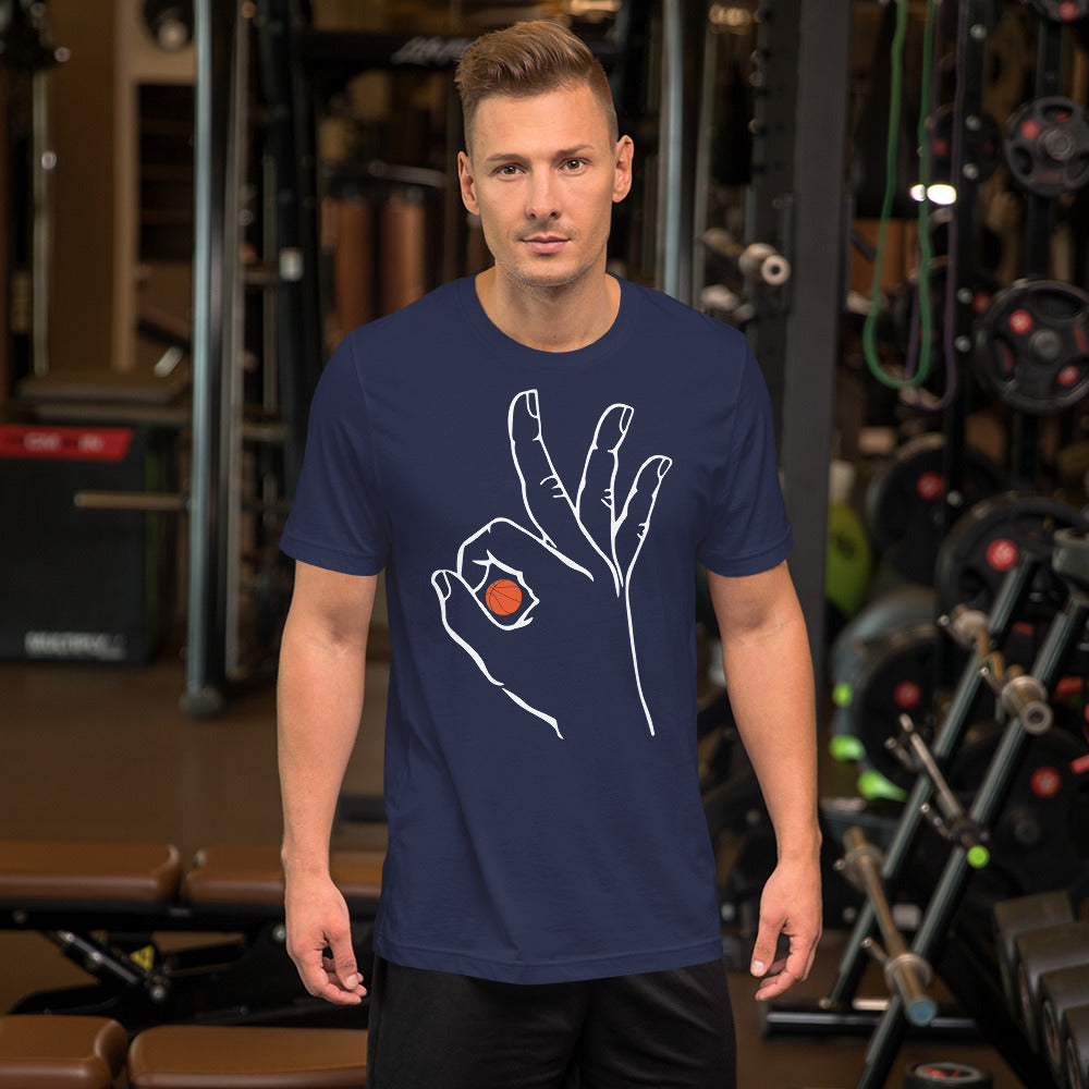 White Basketball: Navy Blue Short-Sleeve Unisex T-Shirt