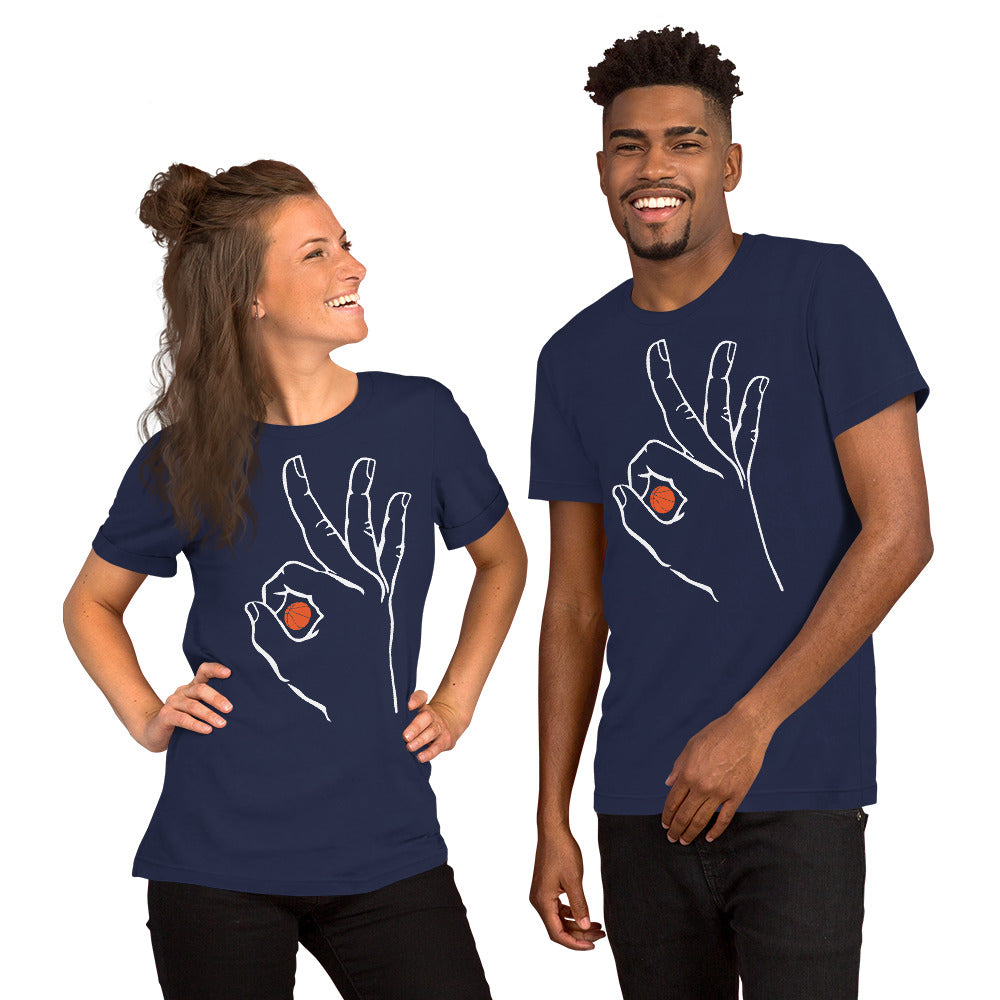 White Basketball: Navy Blue Short-Sleeve Unisex T-Shirt