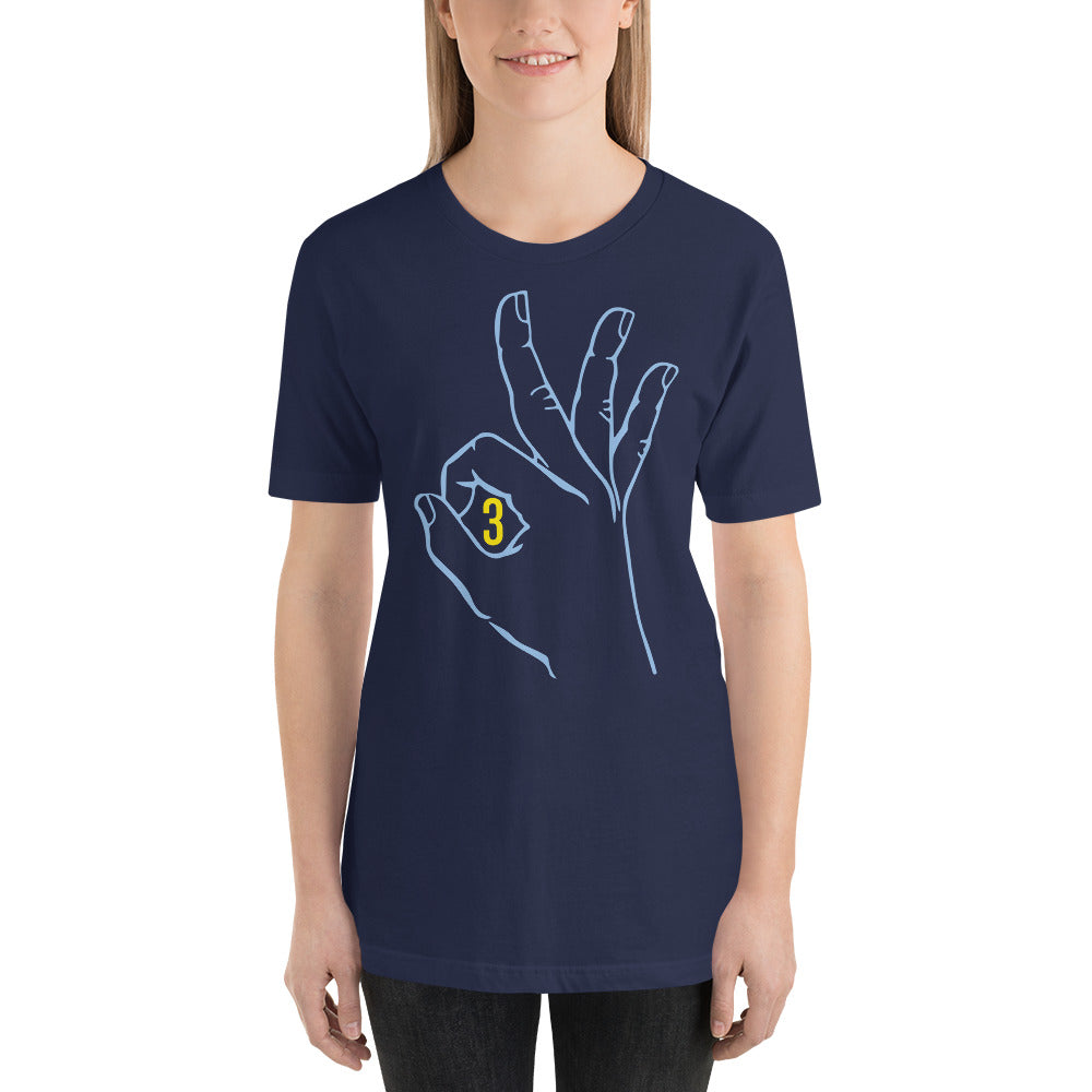 Baby blue Yellow Three: Navy Blue Short-Sleeve Unisex T-Shirt