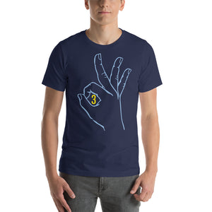 Baby blue Yellow Three: Navy Blue Short-Sleeve Unisex T-Shirt