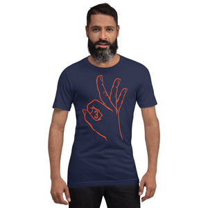 Orange Three: Navy Blue Short-Sleeve Unisex T-Shirt