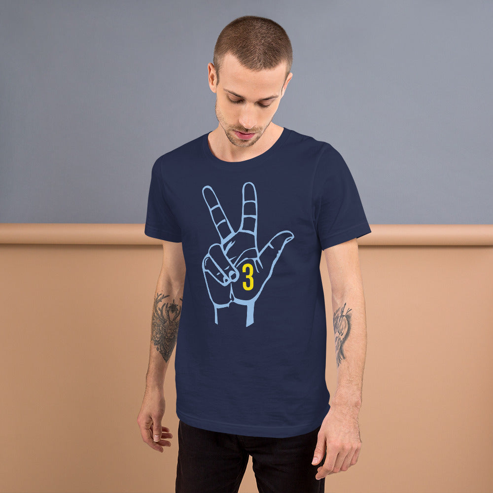 Baby blue Yellow Three: Navy Blue Short-Sleeve Unisex T-Shirt