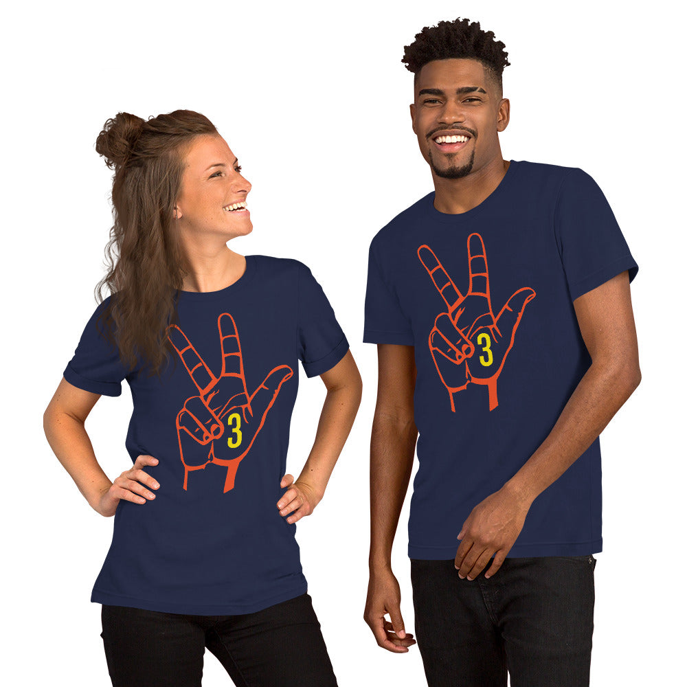 Orange Yellow Three: Navy Blue Short-Sleeve Unisex T-Shirt