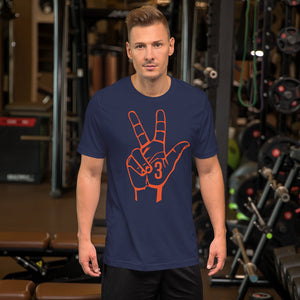 Orange Three: Navy Blue Short-Sleeve Unisex T-Shirt