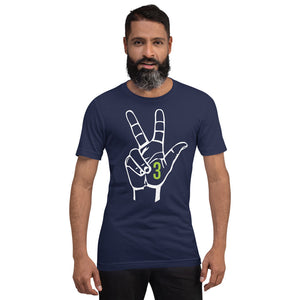 White & Vibrant green Three: Navy Blue Short-Sleeve Unisex T-Shirt