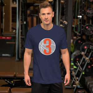 Orange & white 3 Ball Logo: Navy Blue Short-Sleeve Unisex T-Shirt