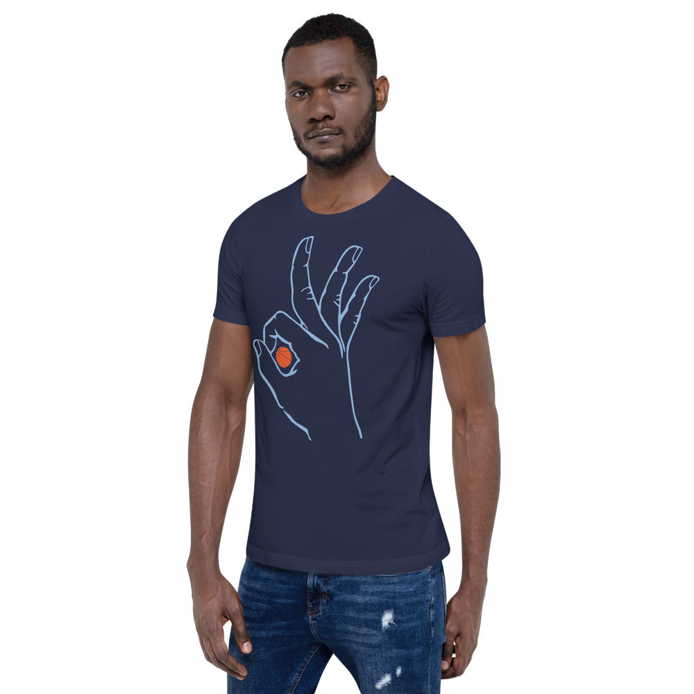 Baby Blue Basketball: Navy Blue Short-Sleeve Unisex T-Shirt