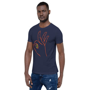 Orange Yellow Three: Navy Blue Short-Sleeve Unisex T-Shirt