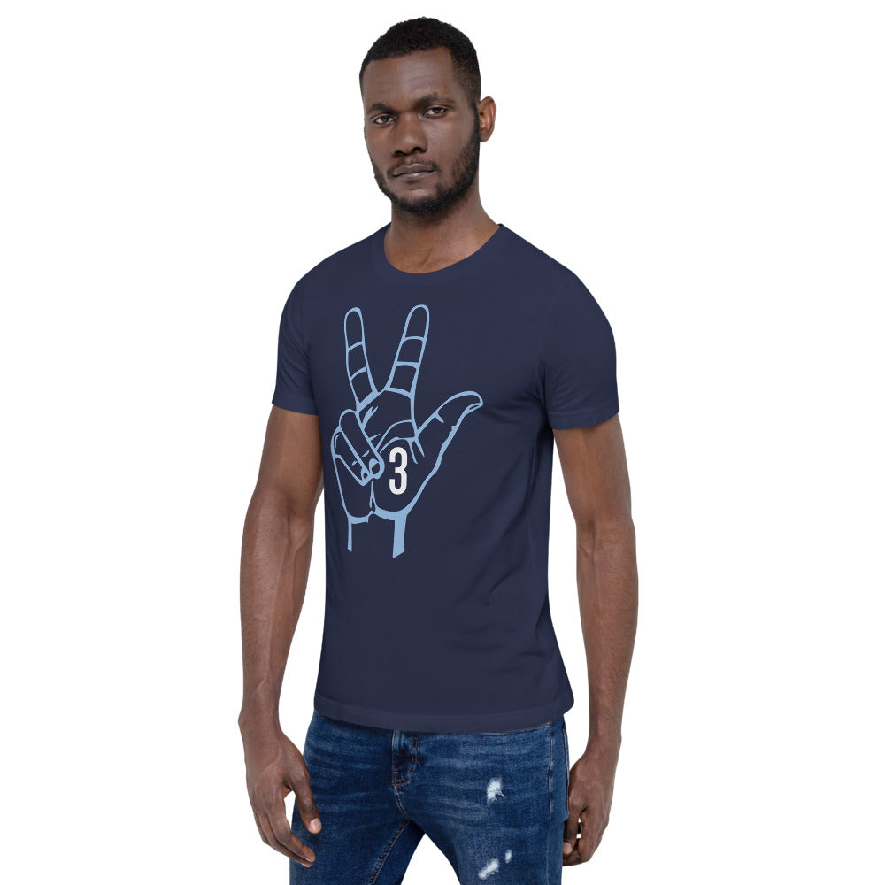 Orange White Three: Navy Blue Short-Sleeve Unisex T-Shirt