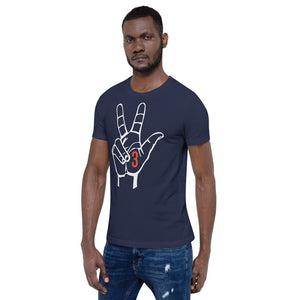 White & orange Three: Navy Blue Short-Sleeve Unisex T-Shirt