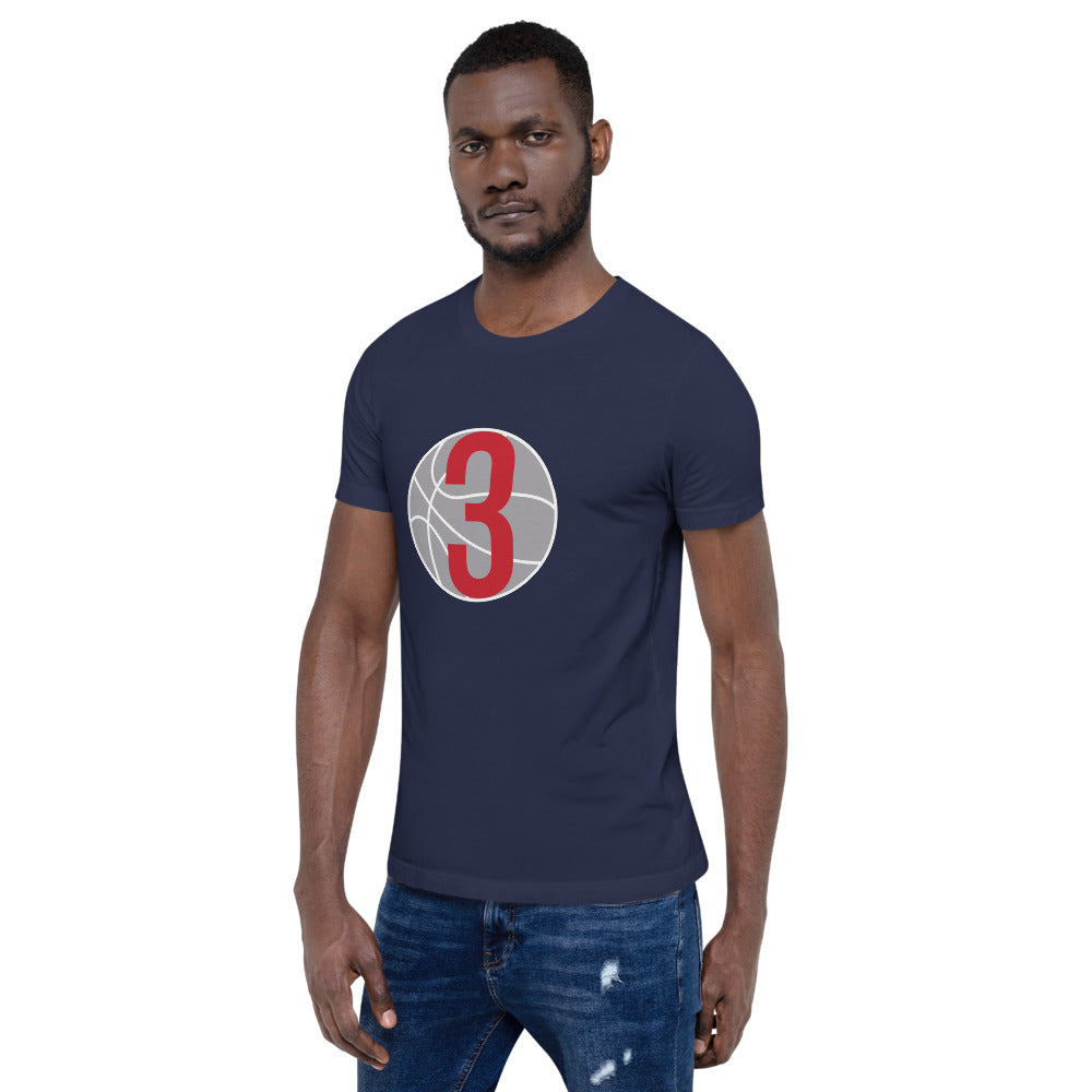 Red & white 3 Ball Logo: Navy Blue Short-Sleeve Unisex T-Shirt