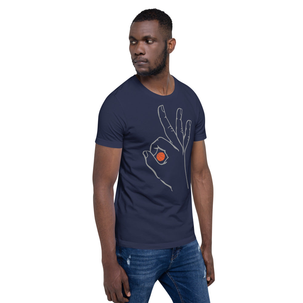 Grey Basketball: Navy Blue Short-Sleeve Unisex T-Shirt