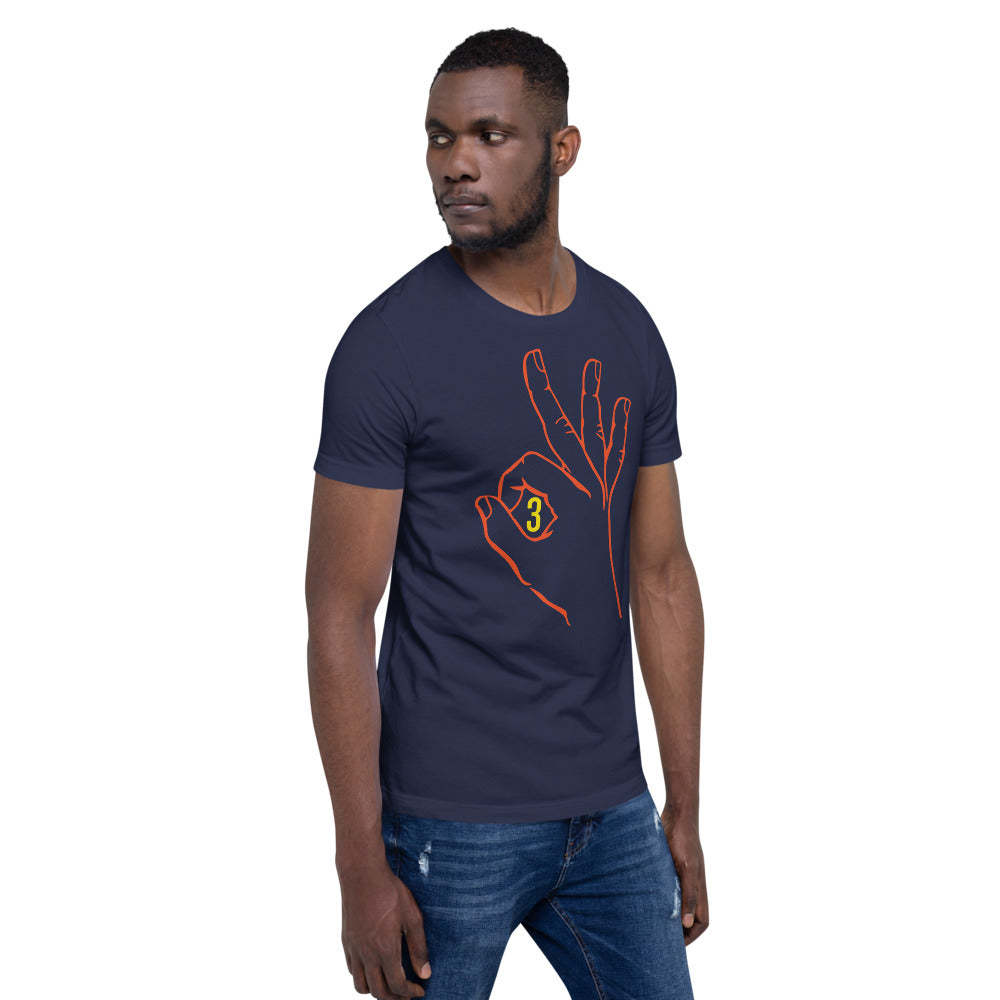 Orange Yellow Three: Navy Blue Short-Sleeve Unisex T-Shirt