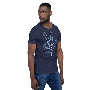 Orange White Three: Navy Blue Short-Sleeve Unisex T-Shirt