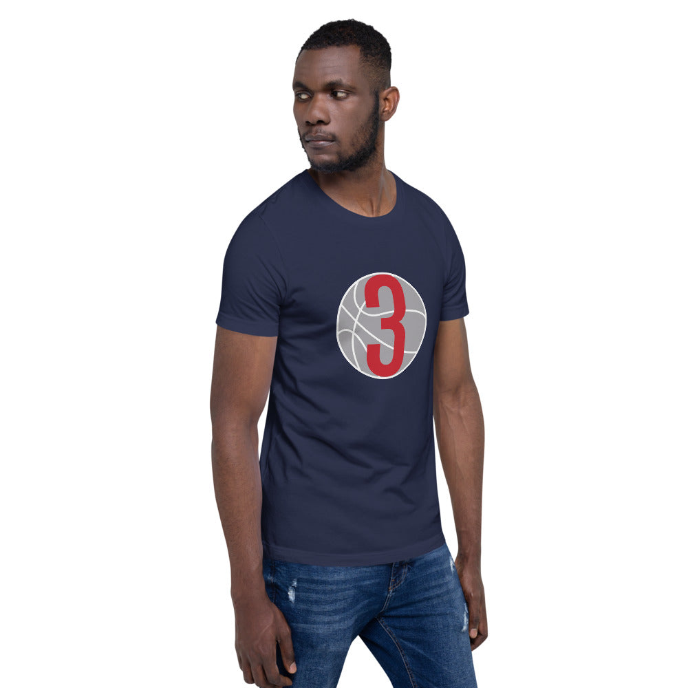 Red & white 3 Ball Logo: Navy Blue Short-Sleeve Unisex T-Shirt