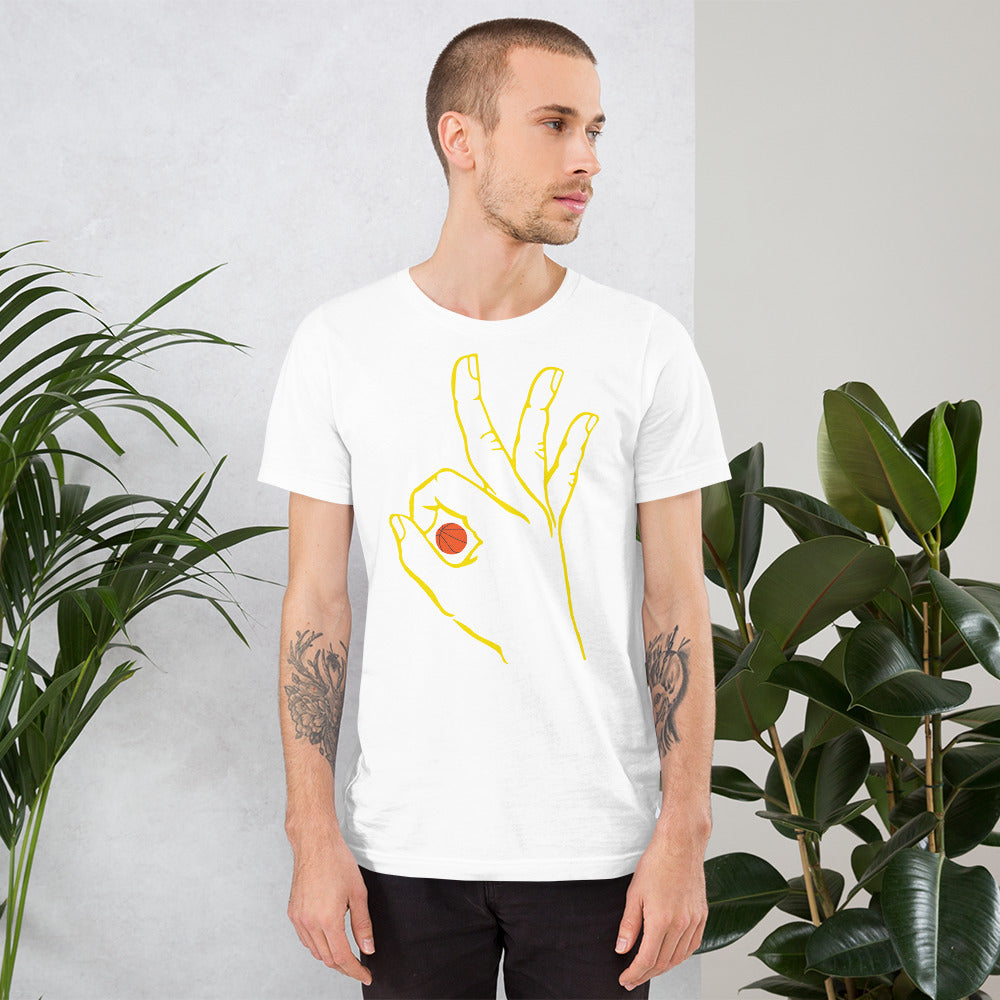 Yellow Basketball: White Short-Sleeve Unisex T-Shirt