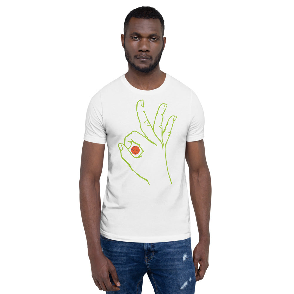 Vibrant Lime Basketball: White Short-Sleeve Unisex T-Shirt