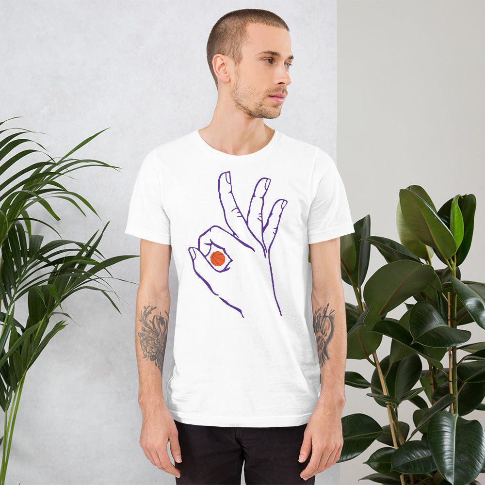 Purple Basketball: White Short-Sleeve Unisex T-Shirt