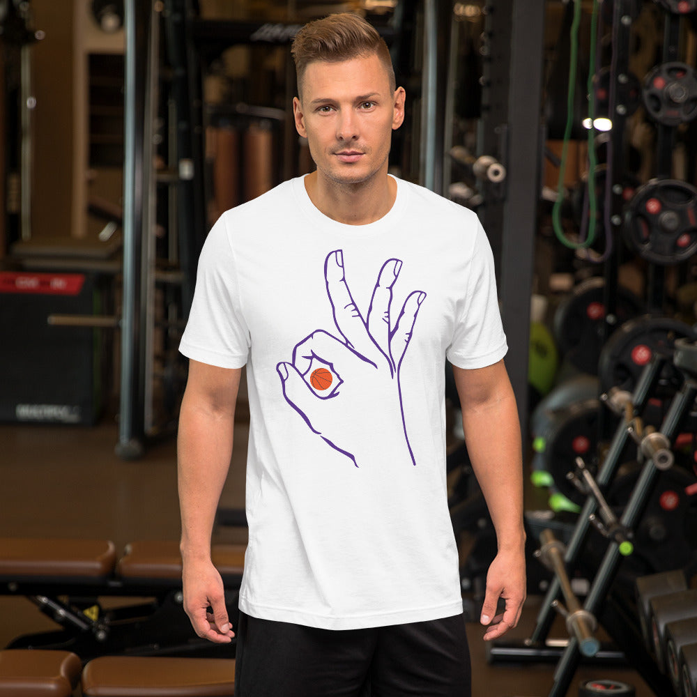 Purple Basketball: White Short-Sleeve Unisex T-Shirt