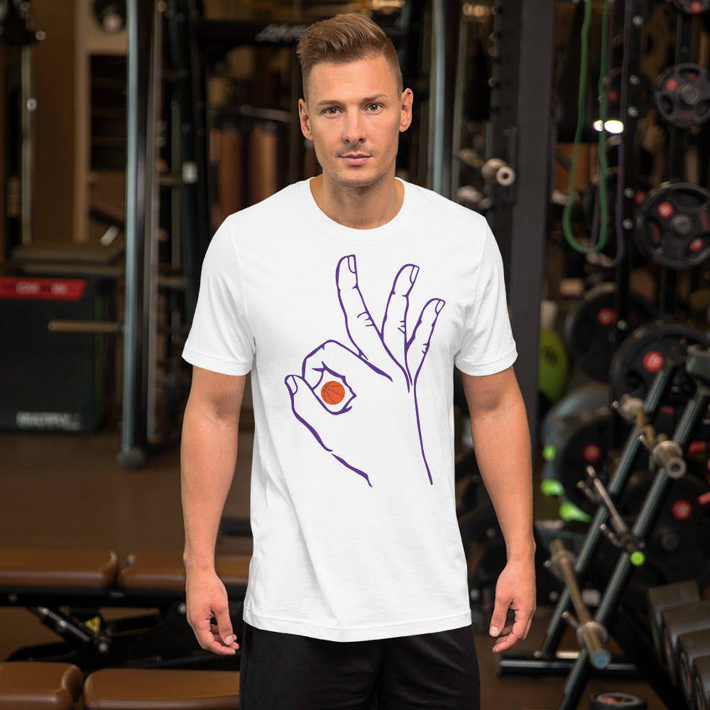 Purple Basketball: White Short-Sleeve Unisex T-Shirt