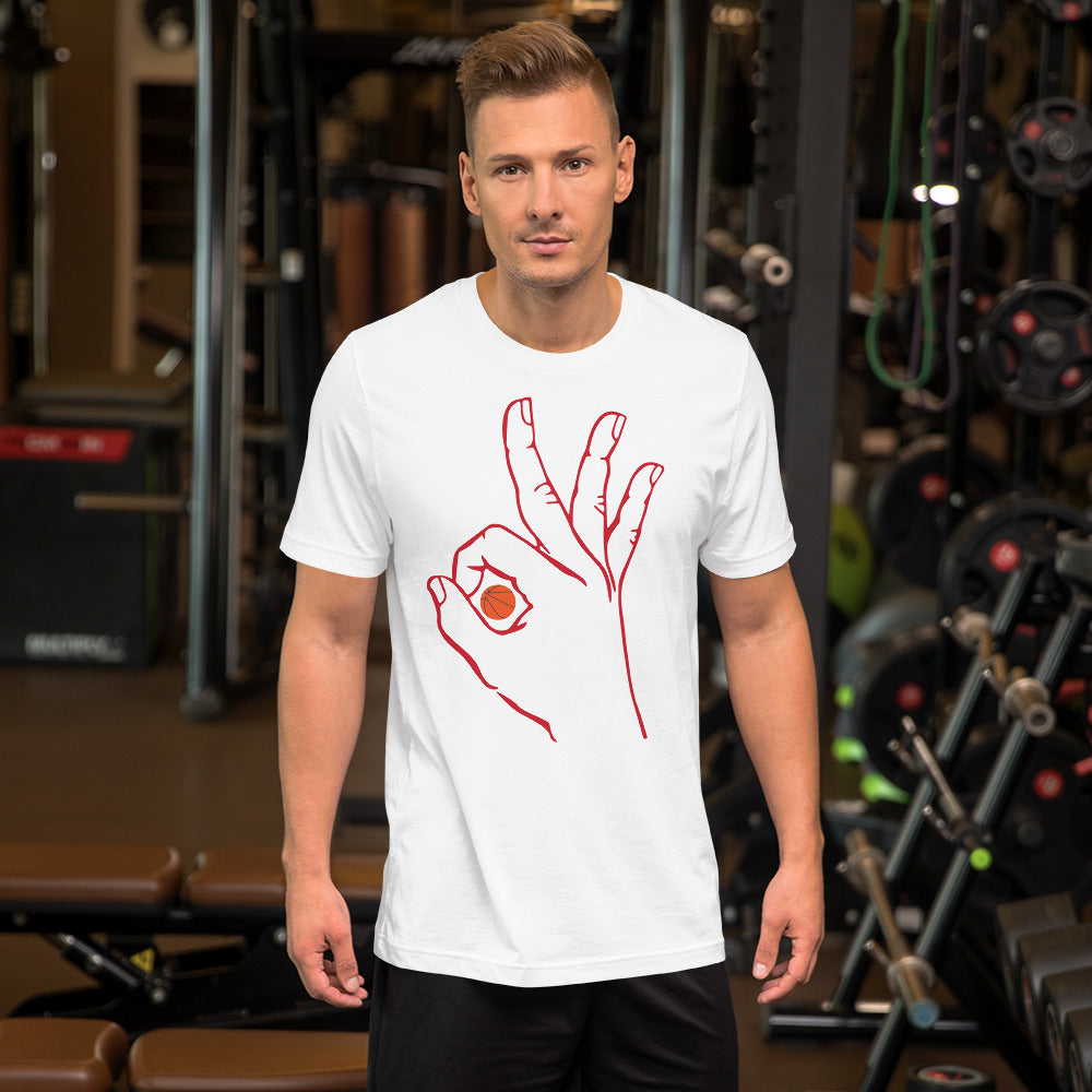 Red Basketball: White Short-Sleeve Unisex T-Shirt