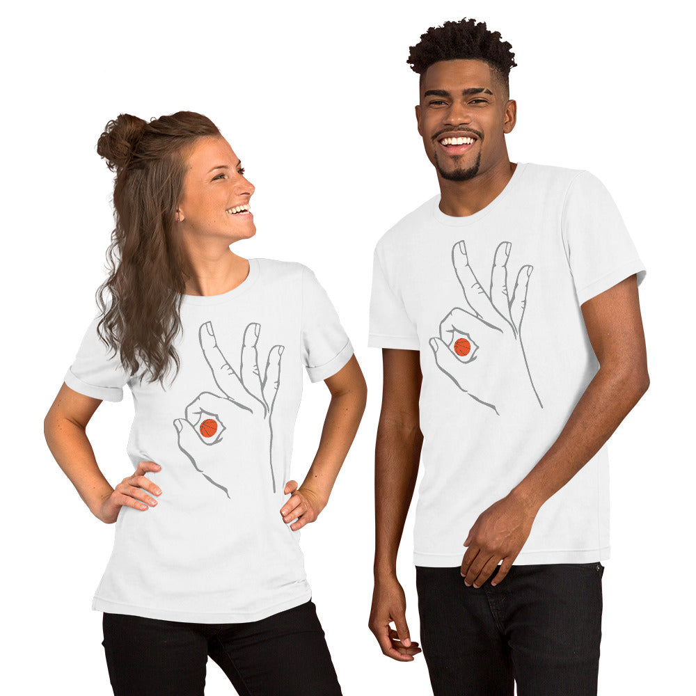 Grey Basketball: White Short-Sleeve Unisex T-Shirt