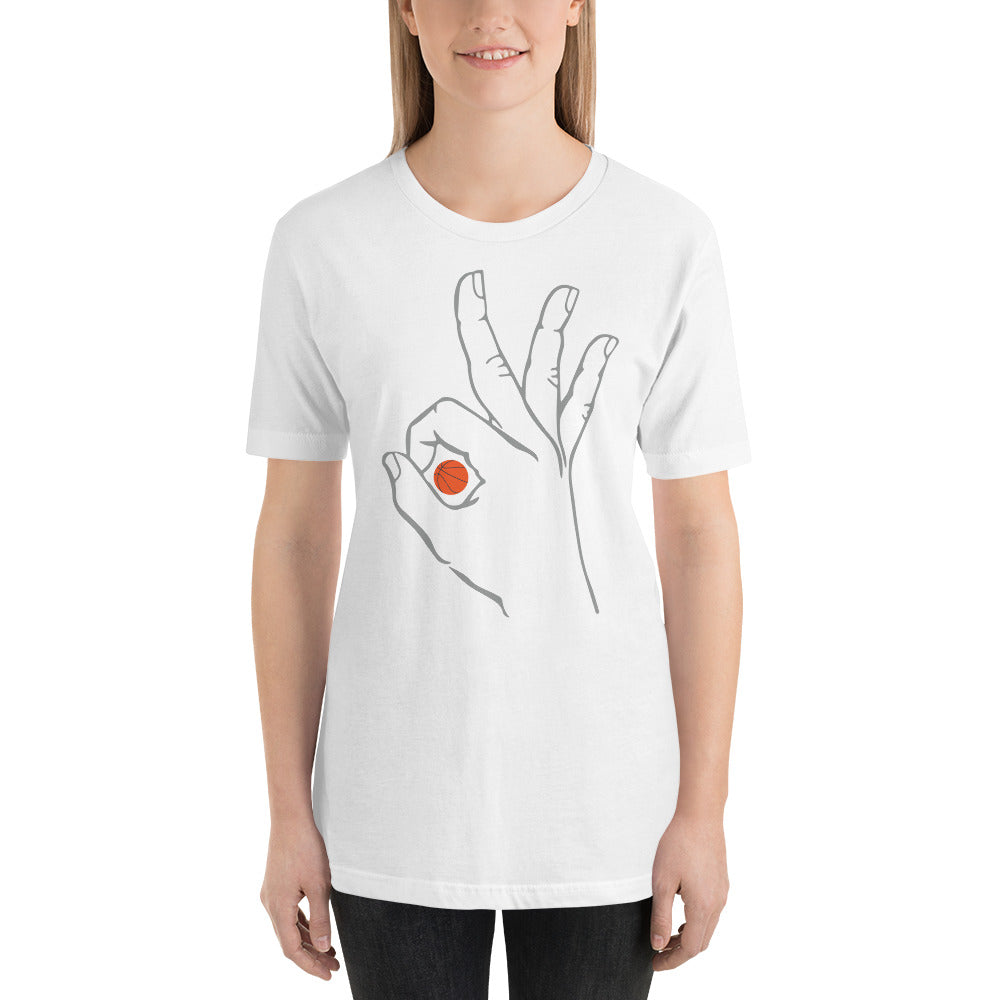 Grey Basketball: White Short-Sleeve Unisex T-Shirt