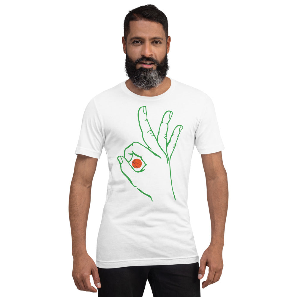 Green Basketball: White Short-Sleeve Unisex T-Shirt